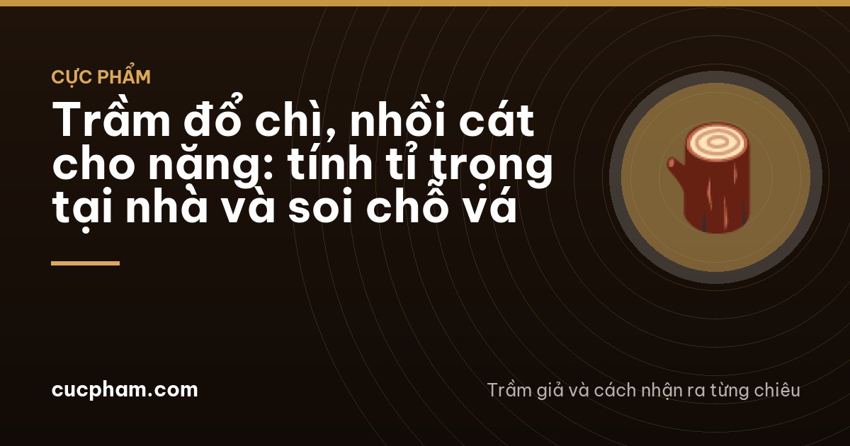 A small kitchen scale and a clear measuring cup of water beside an irregular dark agarwood lump on a bamboo mat, hands steadying the cup, Gia Lai farmhouse, warm daylight